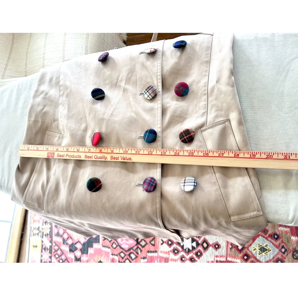 RAMDANE by Ramdame Touhami Trench Coat with Surplus Plaid Buttons - M - Picture 12 of 16